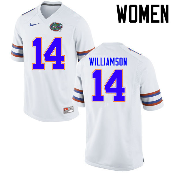 Women Florida Gators #14 Chris Williamson College Football Jerseys Sale-White - Click Image to Close